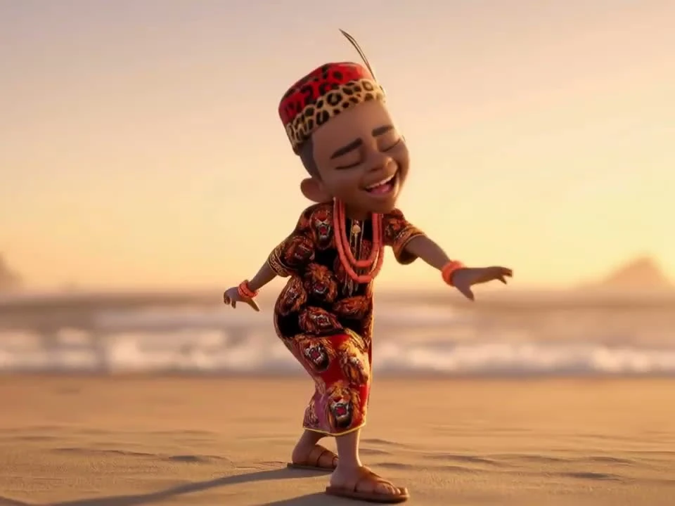 Everygen AI third-party animated boy dancing on a beach